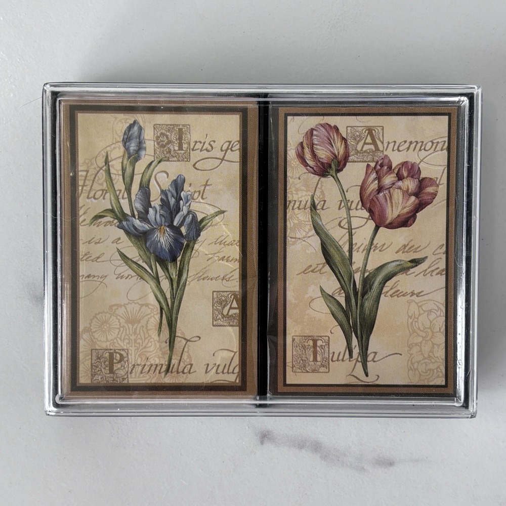 Style & Papier - Tulip & Iris Floral Playing Cards Vintage Bkgrd Sealed Bridge